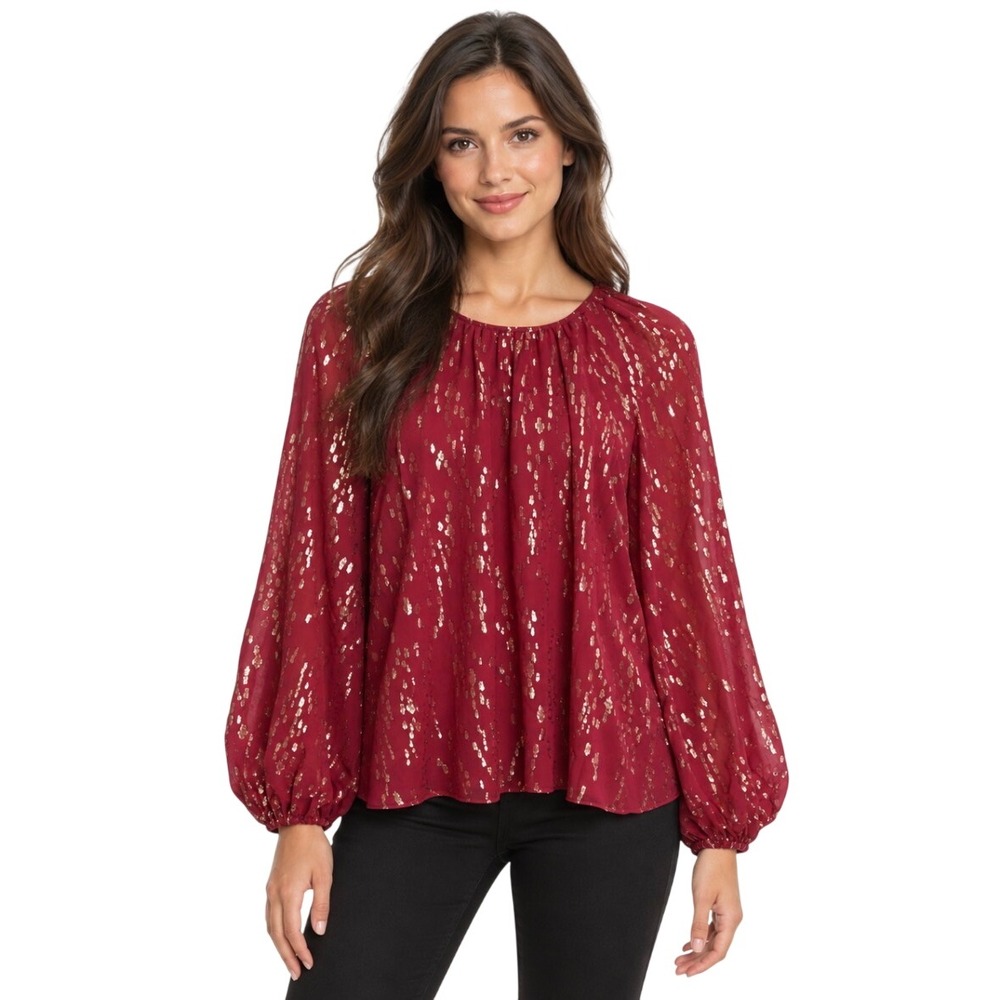 NWT Lilly Pulitzer Noraleen Silk Top Malbec Red Fish Clip Chiffon M Blouse